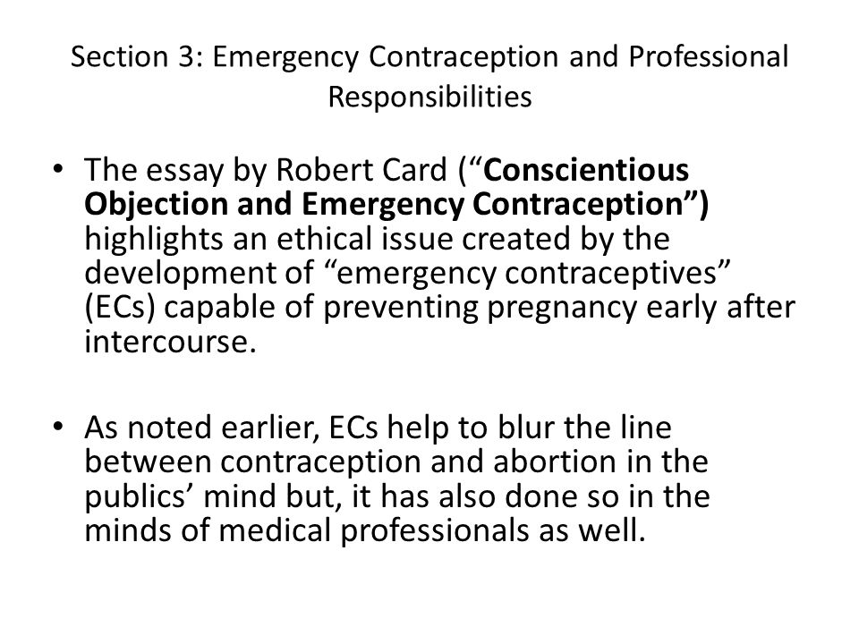 Emergency contraceptives essay